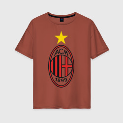 Женская футболка хлопок Oversize Italian Serie A. AC Milan