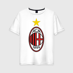 Женская футболка хлопок Oversize Italian Serie A. AC Milan