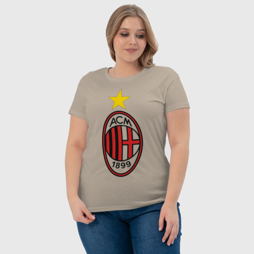 Женская футболка хлопок Italian Serie A. AC Milan, цвет миндальный - фото 6