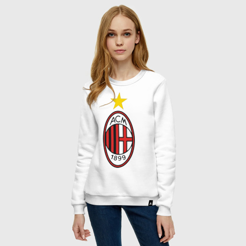 Женский свитшот хлопок Italian Serie A. AC Milan, цвет белый - фото 3