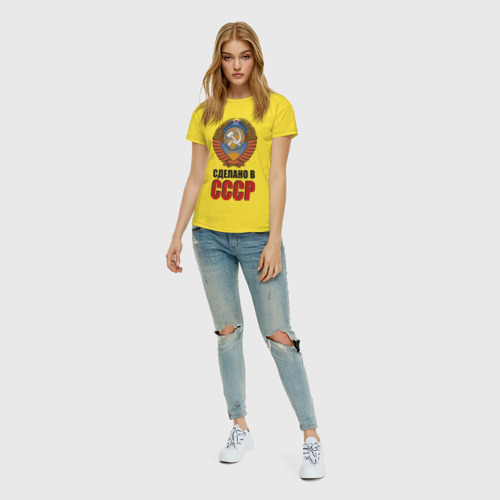 Женская футболка хлопок Сделано в СССР 3, цвет желтый - фото 5