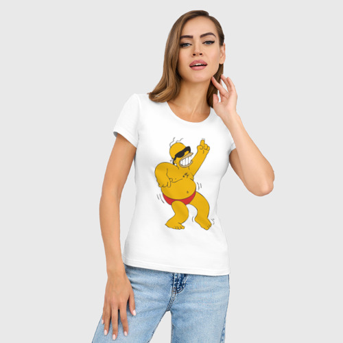 Женская футболка хлопок Slim Гомер Симпсон танцует - фото 3