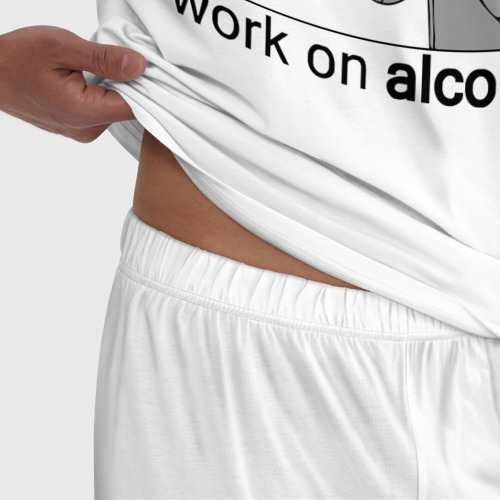 Мужская пижама хлопок Work on alcohol, цвет белый - фото 6