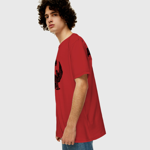 Мужская футболка хлопок Oversize с принтом Дагестан, вид сбоку #3