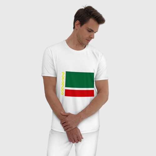 Мужская пижама хлопок Чечня 2, цвет белый - фото 3