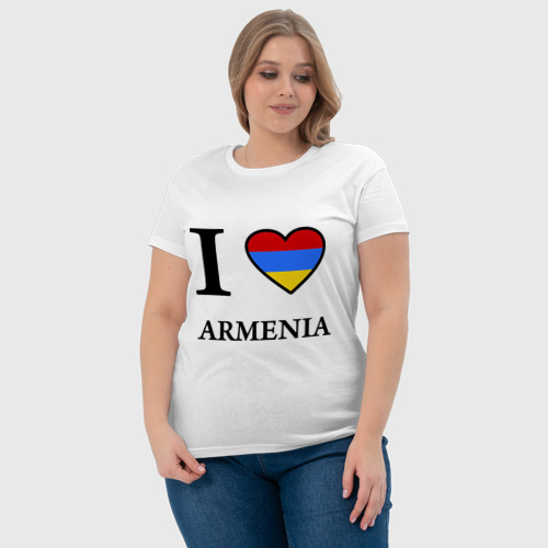 Женская футболка хлопок I love Armenia, цвет белый - фото 6