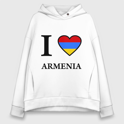 Женское худи Oversize хлопок I love Armenia, цвет белый