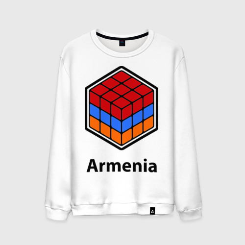 Мужской свитшот хлопок Кубик – Армения, цвет белый