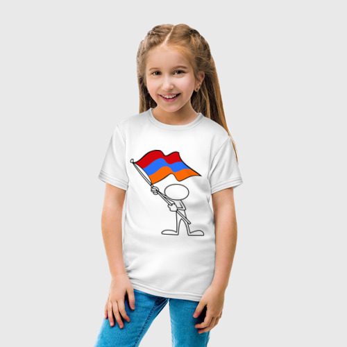 Детская футболка хлопок Армения (человек с флагом) - фото 5