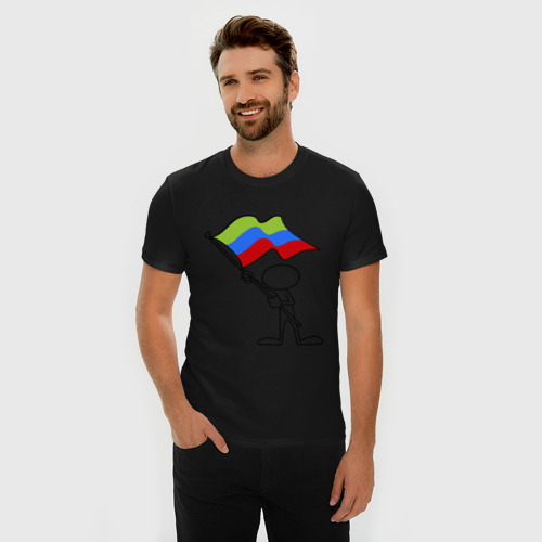 Мужская футболка хлопок Slim Waving flag - Dagestan, цвет черный - фото 3