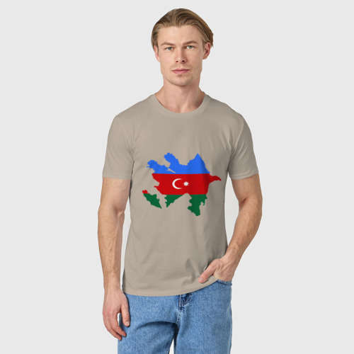 Мужская футболка хлопок Azerbaijan map, цвет миндальный - фото 3