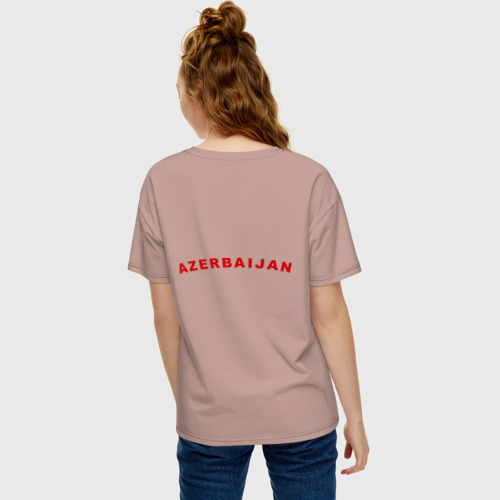 Женская футболка хлопок Oversize с принтом Azerbaijan map, вид сзади #2