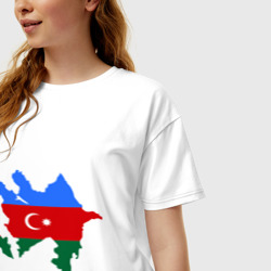 Футболка с принтом Azerbaijan map для женщины, вид на модели спереди №2. Цвет основы: белый