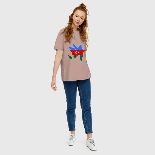 Женская футболка хлопок Oversize с принтом Azerbaijan map, вид сбоку #3