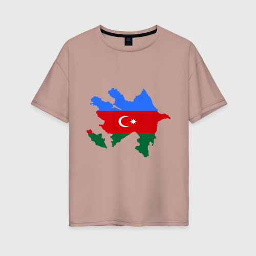 Женская футболка хлопок Oversize с принтом Azerbaijan map, вид спереди #2