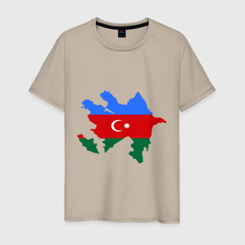 Мужская футболка хлопок Azerbaijan map, цвет миндальный
