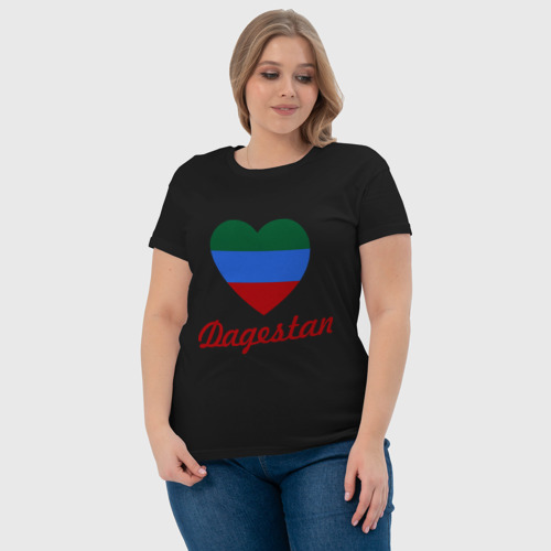 Женская футболка хлопок Dagestan Flag Heart, цвет черный - фото 6