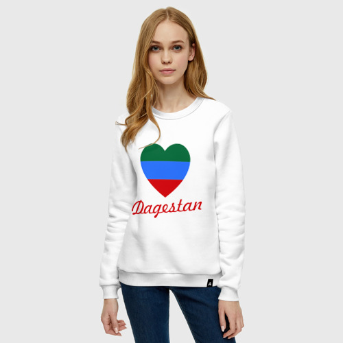 Женский свитшот хлопок Dagestan Flag Heart, цвет белый - фото 3