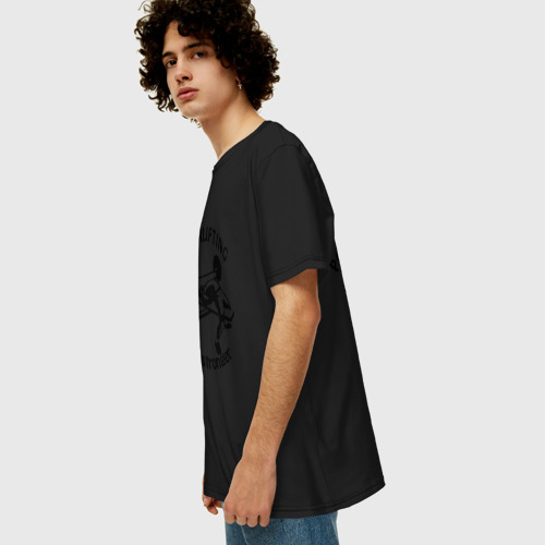 Мужская футболка хлопок Oversize с принтом Powerlifting (3), вид сбоку #3