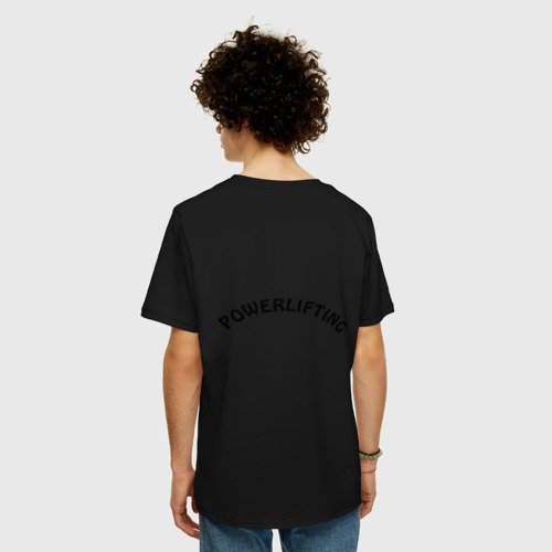 Мужская футболка хлопок Oversize с принтом Powerlifting (3), вид сзади #2