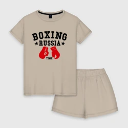 Женская пижама с шортиками хлопок Boxing Russia time
