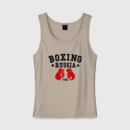 Женская майка хлопок Boxing Russia time, цвет миндальный