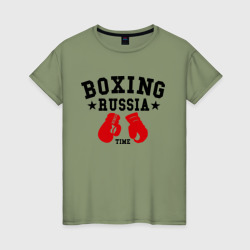Женская футболка хлопок Boxing Russia time