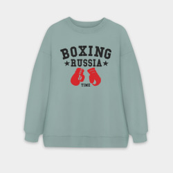 Женский свитшот oversize без начеса хлопок Boxing Russia time