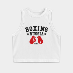 Женская укороченная майка-топ хлопок Boxing Russia time