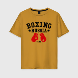 Женская футболка хлопок Oversize Boxing Russia time