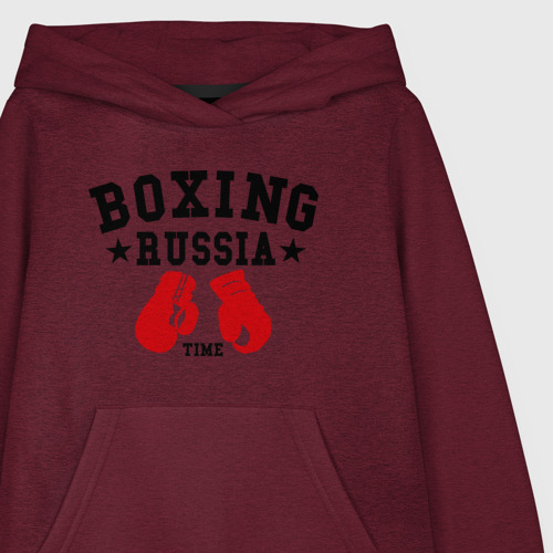 Детская толстовка хлопок Boxing Russia time, цвет меланж-бордовый - фото 3