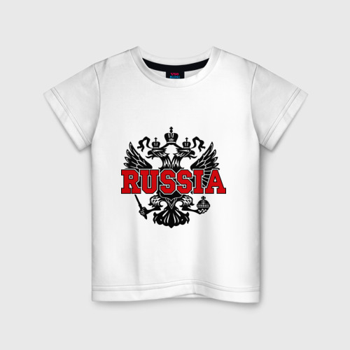 Детская футболка хлопок Герб России - red Russia, цвет белый