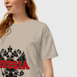 Женская футболка хлопок Oversize Герб России - red Russia - фото 2