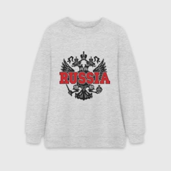 Женский свитшот oversize без начеса хлопок Герб России - red Russia