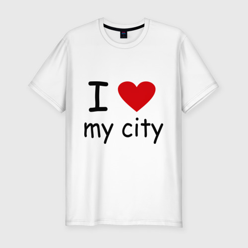 Мужская футболка хлопок Slim I love my city, цвет белый