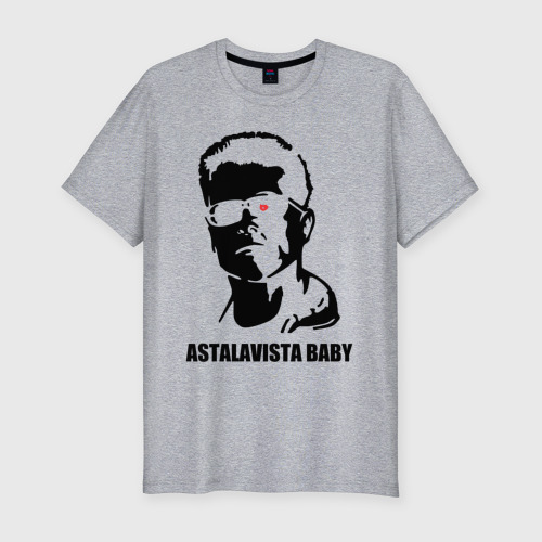 Мужская футболка хлопок Slim Терминатор Astalavista Baby, цвет меланж