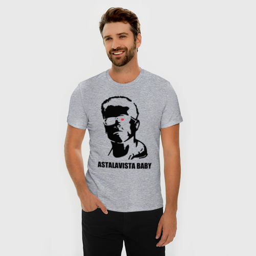 Мужская футболка хлопок Slim Терминатор Astalavista Baby, цвет меланж - фото 3