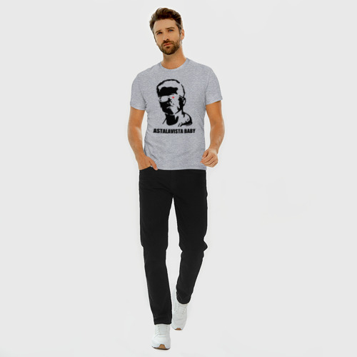 Мужская футболка хлопок Slim Терминатор Astalavista Baby, цвет меланж - фото 5