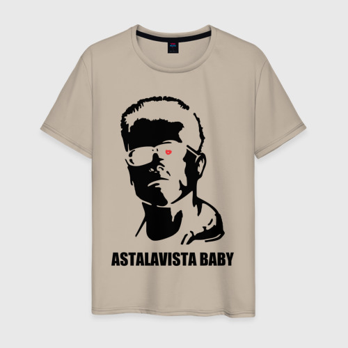 Мужская футболка хлопок Терминатор Astalavista Baby, цвет миндальный