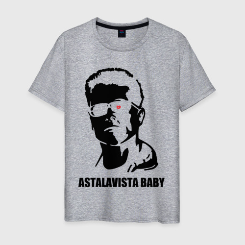 Мужская футболка хлопок Терминатор Astalavista Baby, цвет меланж