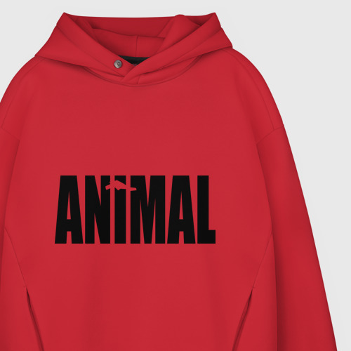 Мужское худи Oversize хлопок Animal - животное, цвет красный - фото 4