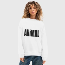 Женский свитшот oversize без начеса хлопок Animal - животное - фото 2