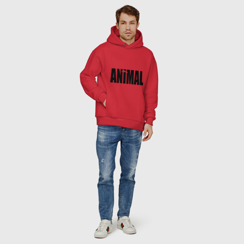 Мужское худи Oversize хлопок Animal - животное, цвет красный - фото 6