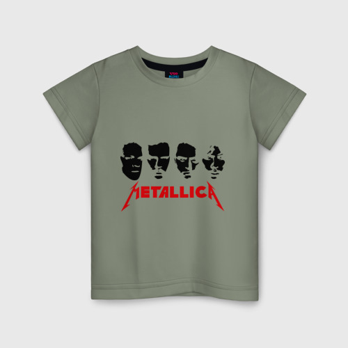 Детская футболка хлопок Metallica Лица, цвет авокадо