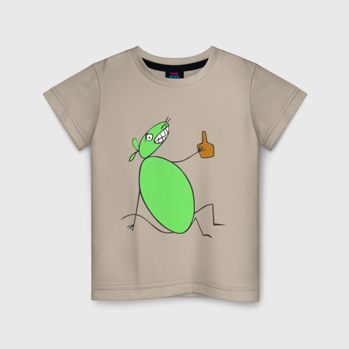Детская футболка хлопок Полуторалитровая мышь, цвет миндальный