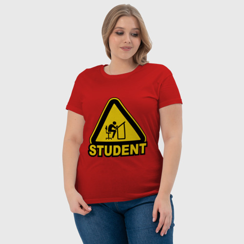 Женская футболка хлопок Student (студент), цвет красный - фото 6