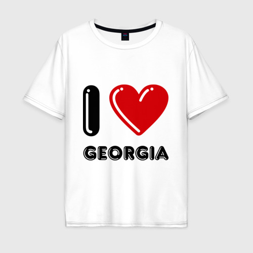 Мужская футболка хлопок Oversize I love Georgia, цвет белый