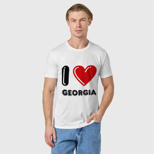 Мужская футболка хлопок I love Georgia, цвет белый - фото 3