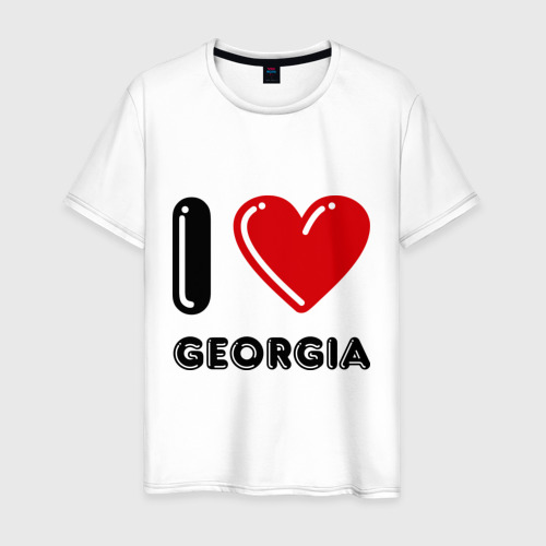 Мужская футболка хлопок I love Georgia, цвет белый