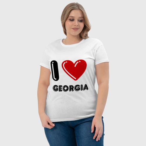 Женская футболка хлопок I love Georgia, цвет белый - фото 6